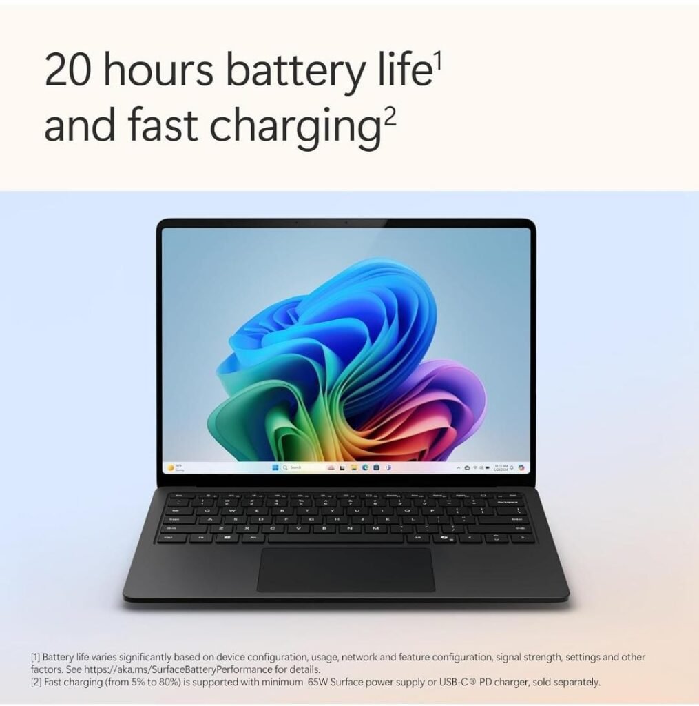 Microsoft Surface Laptop 7 Review (2025) – Snapdragon X Elite vs Intel, Copilot+ Performance & Verdict 6 Front view of Surface Laptop 7 showcasing 13.8-inch screen and Copilot+ key